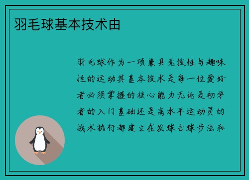 羽毛球基本技术由